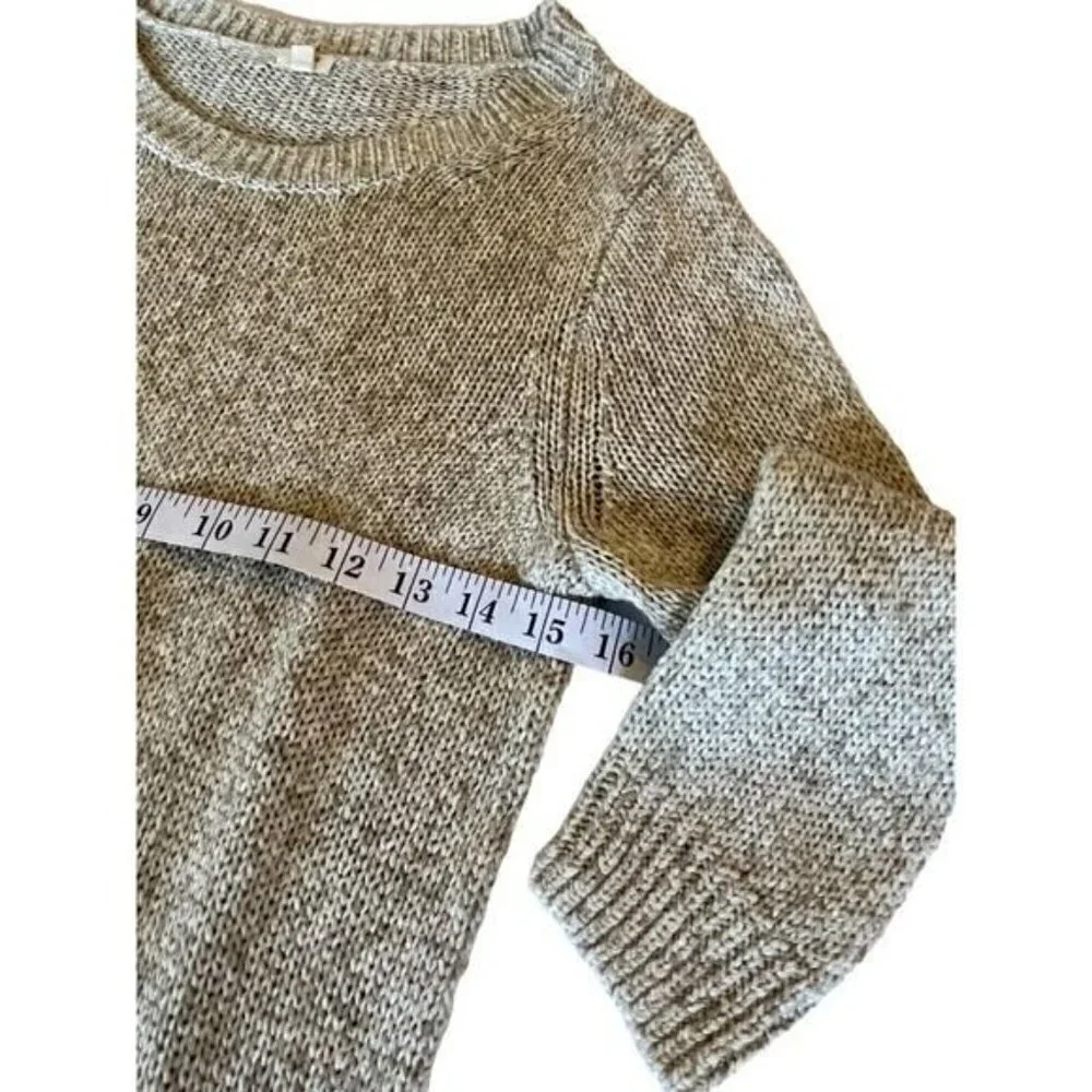 J. CREW Women's Sweater Sz Small Oatmeal Knit Ribbed Collar Hem Wrist Soft NEW